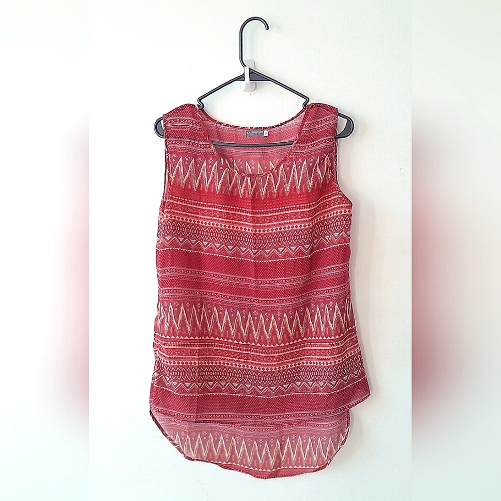 3/$9 Bundle Only Earthbound Red Sheer Top